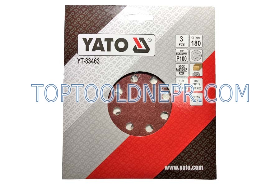 Наждачний папір YATO 180мм. P100 3шт.