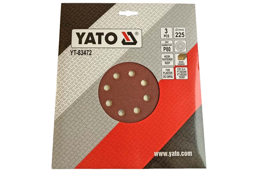 _наждачная папір YATO 225мм. P80 3шт.