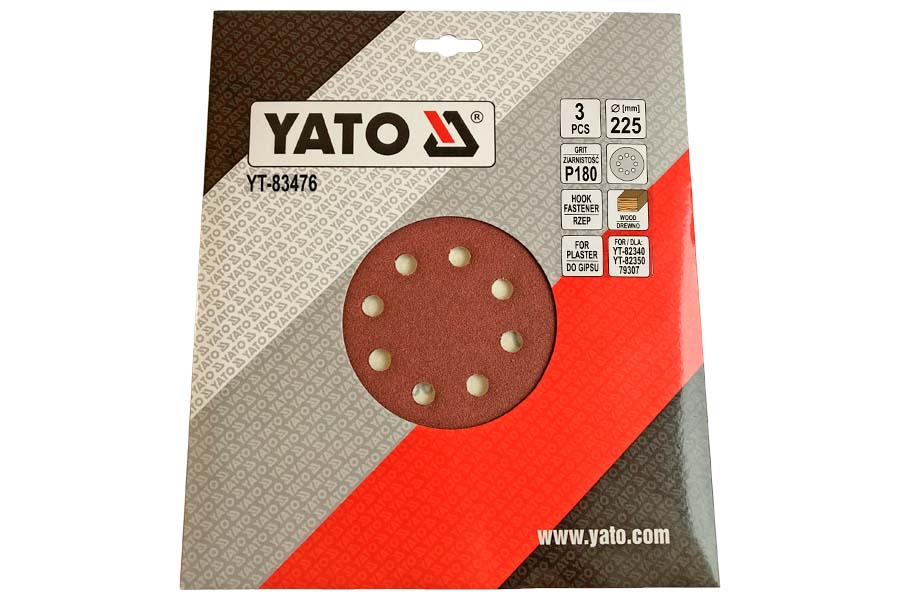 _наждачная папір YATO 225мм. P180 3шт.