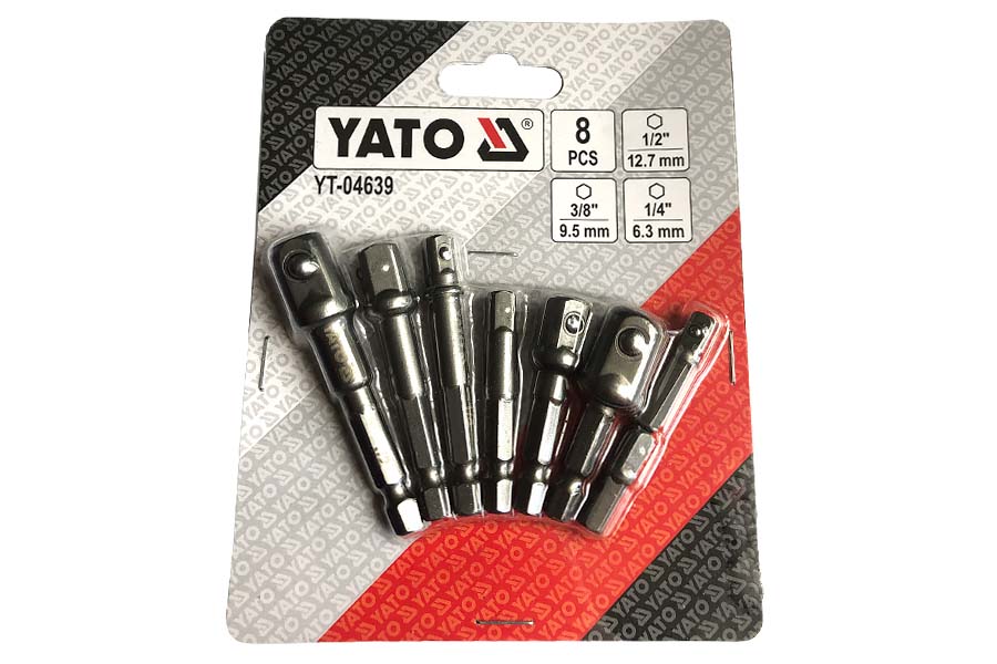 Набір із 8 перехідників HEX для торцевих головок YATO YT-04639
