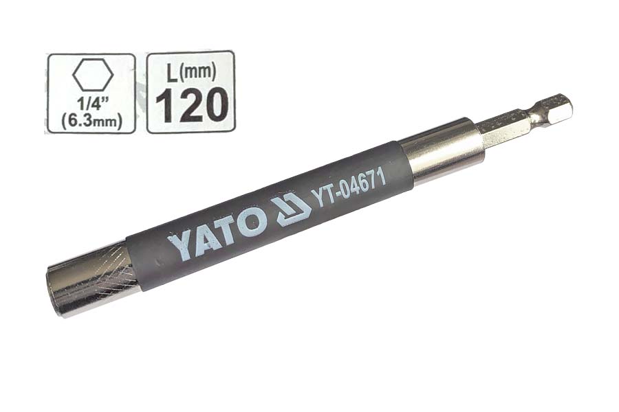 Тримач викруткових насадок YATO : 1/4", l= 120 мм
