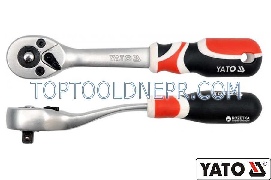 Трещітка YATO з вигнутой ручкою, M=1/4"(6,3 мм), L=155 мм