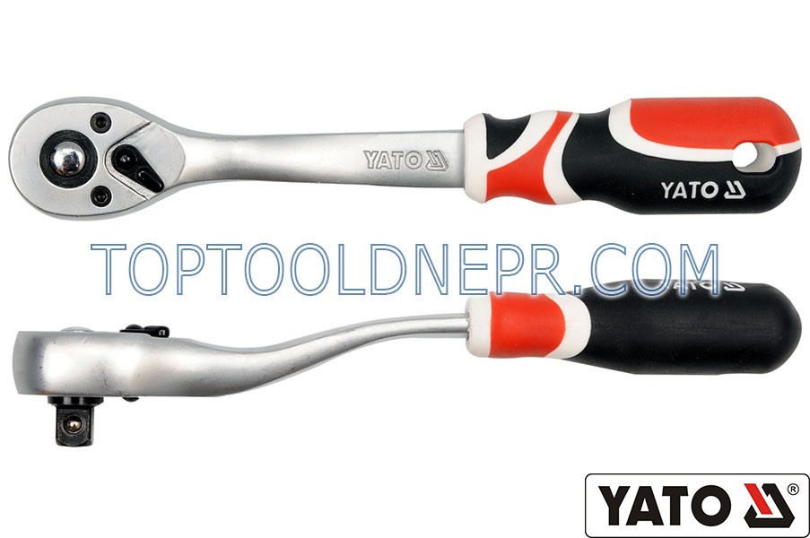 Трещітка YATO з шарніром і вигнутой ручкою YATO, M=3/8"(9,5 мм), L=200 мм
