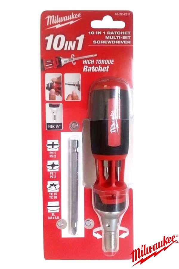 Викрутка з трещеткой Milwaukee PH1,PH2,PZ2,TX15,TX20,SL,0,8x5.5мм